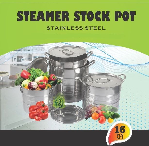 Stainless Steel Coated Steamer Stock Pot, Certification : ISO 9001:2008 Certified