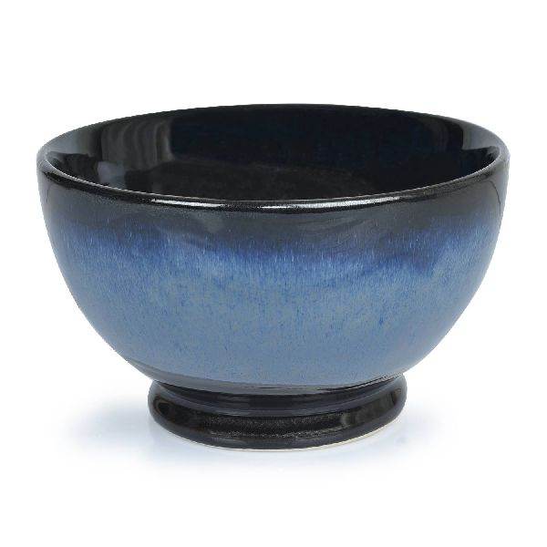 Blue Black Studio Pottery Ceramic Nut/ Salad Serving Bowl