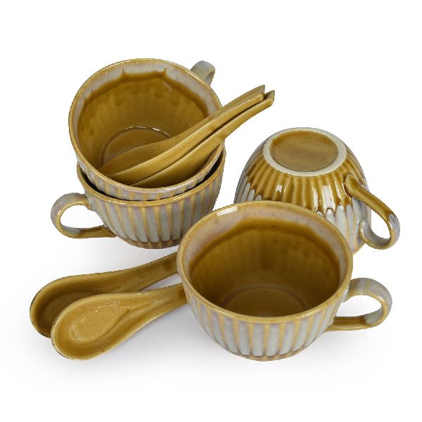 Brown Studio Soup Bowl/Maggi Bowl with Spoon