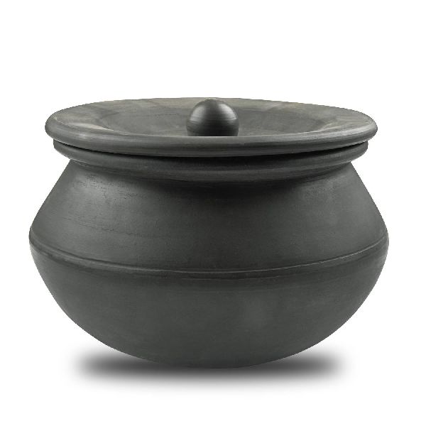 Handcrafted Natural Clay Cooking/Serving Black Handi