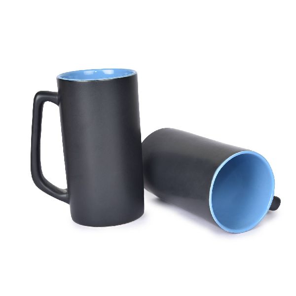 Handcrafted Tall Black Matte Milk and Coffee Mug