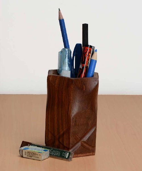 Wooden Pen and Stationery Jar