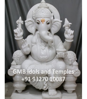 White Marble Lord Ganesh Seated