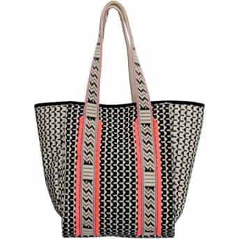 Black And White Shopper With Neon Fringes