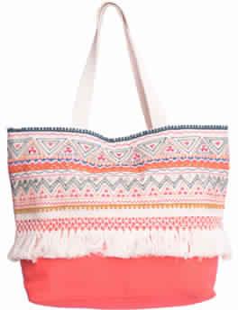 Canvas Embroidered Shopper With Fringes