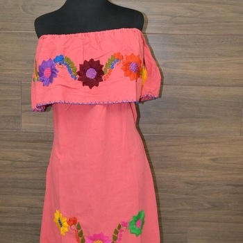 Off Shoulder Colorful Embroidered Dress