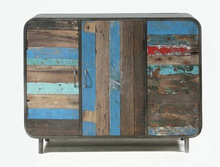 Recycled Colorful Wood AND Metal Sideboard