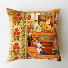 Shibori Square Mughal Court Cushion Cover, for Decorative