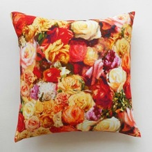 Square Taffeta Fabric Painted Rose Cushion Cover, for Decorative, Pattern : Printed