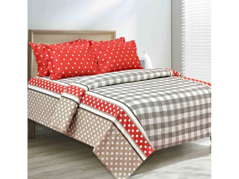 COTTON CHECKED DOUBLE BEDSHEET SET