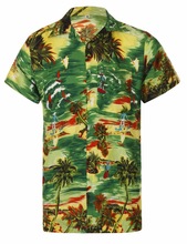 Chaitanya Garments Short Sleeve 100% Polyester Men Hawaiian Shirts, Pattern : Solid Color