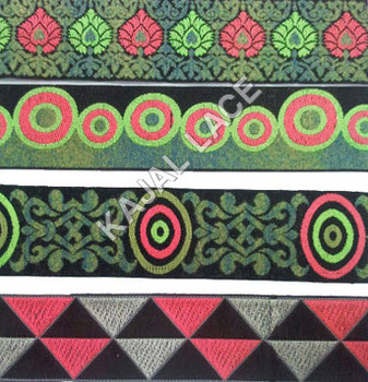 Fabric Jacquard Laces and border, Color : Green