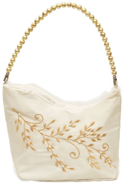 NHSB - 003 Ladies Bead Handle Silk Handbag