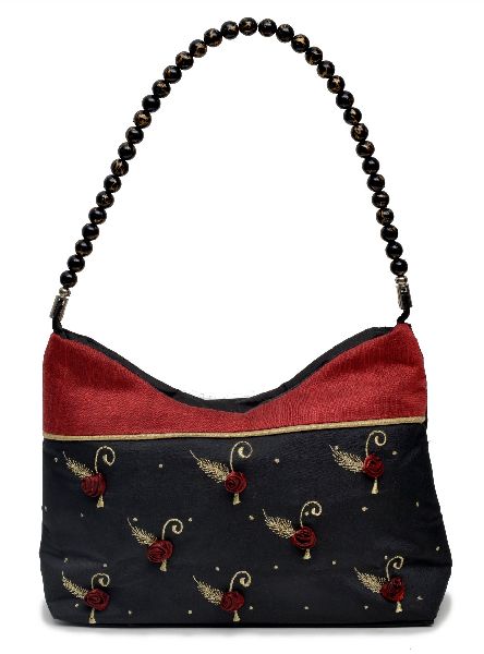 NHSB - 022 Ladies Bead Handle Silk Handbag