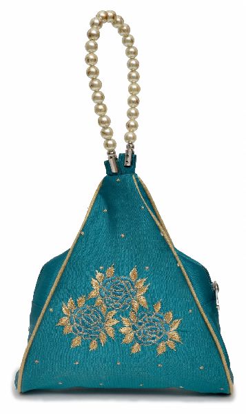 NHSB - 023 Ladies Bead Handle Silk Handbag