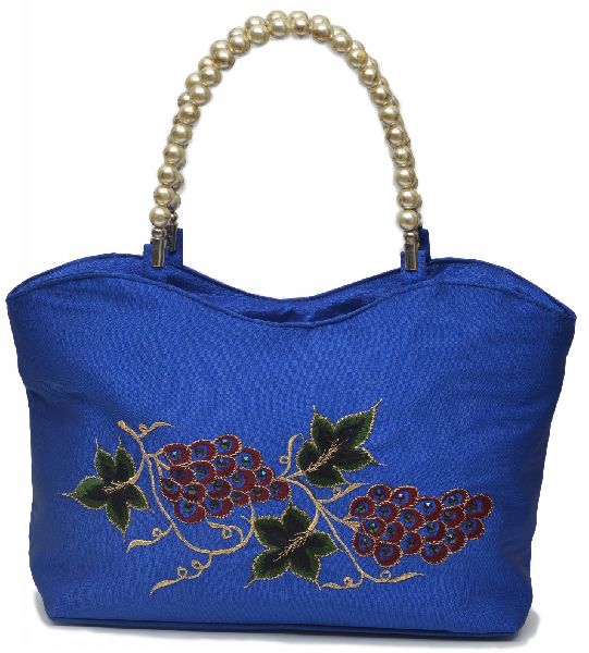 NHSB - 028 Ladies Bead Handle Silk Handbag