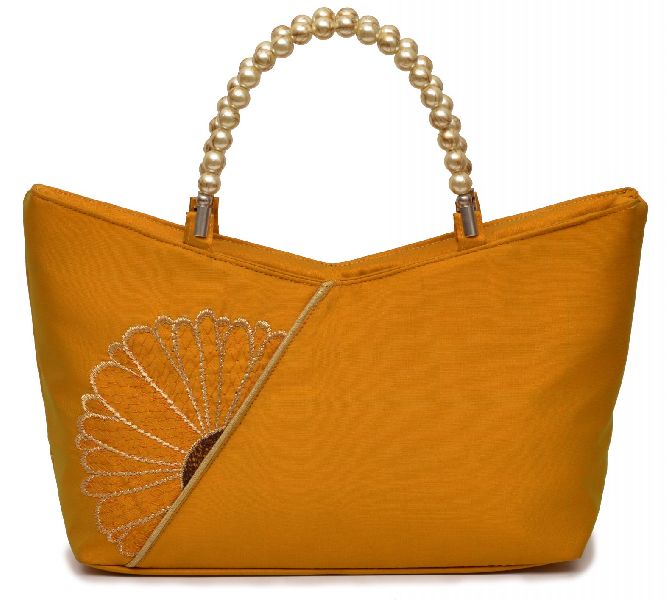 NHSB - 036 Ladies Bead Handle Silk Handbag
