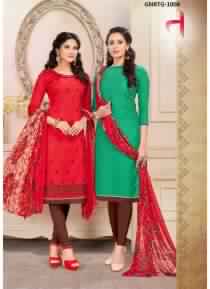 Chanderi Cotton Embroidery Unstitched Dress Material