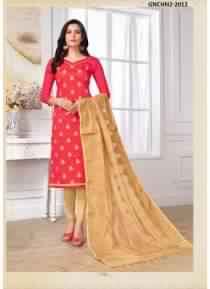 Peach Colour Cotton Embroidery Kurta