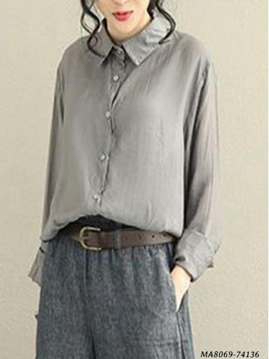 Grey Cotton Self Western Wear Shirt