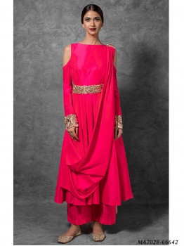 Pink Silk Embroidery Party Kurta