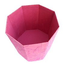 Pink color recycled handmade cotton paper embroidery home decoration dustbin