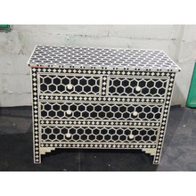 Bone Inlay Black 4 drawers chest of Drawers