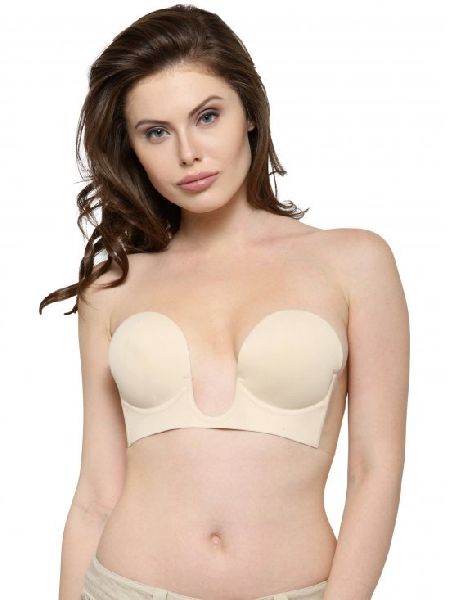 Self-adhesive ultra-plunge bra with underwire