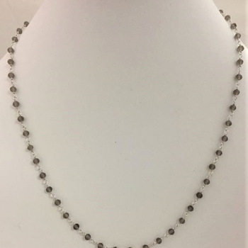 Handmade smoky rosary necklace 925 sterling silver smoky necklace