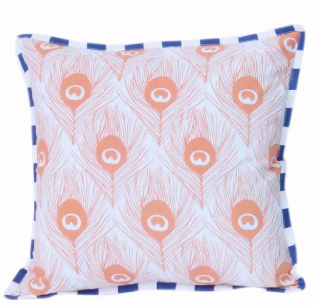 ORANGE PEACOCK FEATHER CUSHION