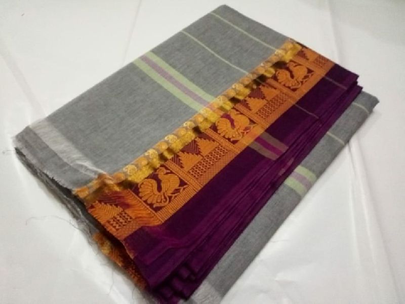 Temple Border Pure Cotton Sarees, Packaging Type : Box