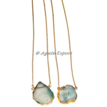 Agateexport.com Green Onyx Slice Necklace, Gender : Men's, Unisex, Women's