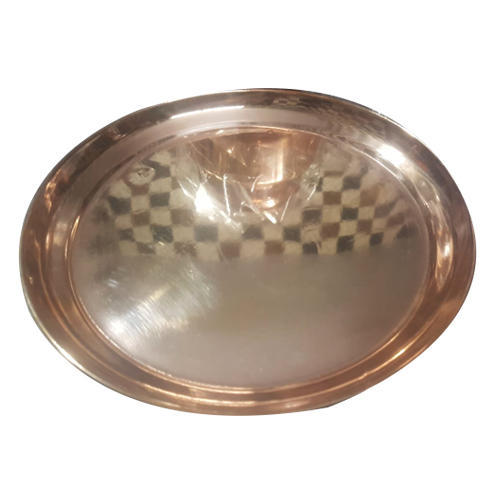 Round Polished Copper Dinner Plate, for Serving Food, Feature : Fine Finish, High Quality