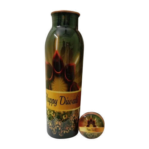 Green Printed Meena Copper Bottle