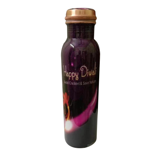 Purple Printed Meena Copper Bottle
