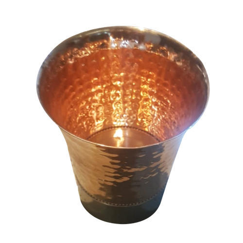 Wide Mouth Copper Tumbler, Pattern : Hammered