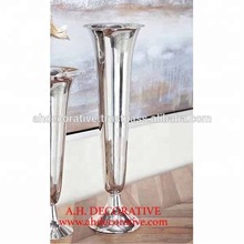 Silver trumpet vase centerpiece