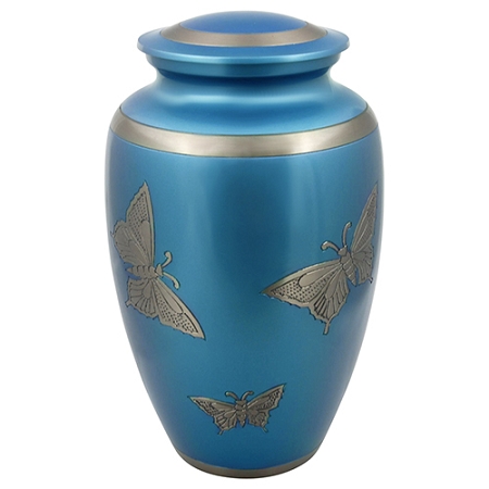 Classic Engraved Butterfly Urn in Blue