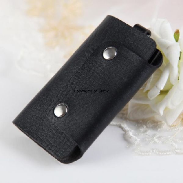 Leather Black Key Holder, Size : 3x2.25 (LXB) Inch