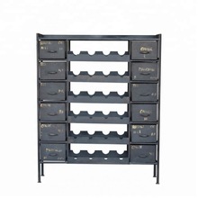 Industrial Iron Wine Bottle Chest with Multiple Tier