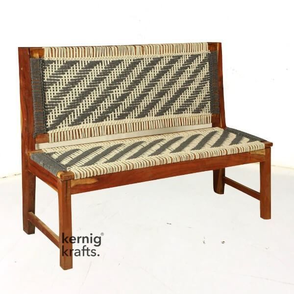 HAND WEAVING SHEESHAM WOOD FRAME BENCH SITTING