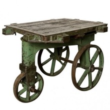 Metal wood cart coffee table