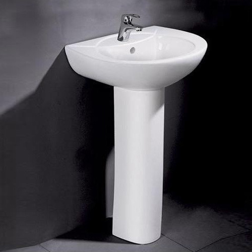 Polished Ceramic Plain Pedestal Wash Basin, for Home, Hotel, Restaurant, Size : 22x16 Inch