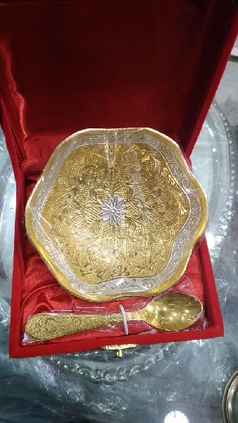 Gold Plated Bowl with Spoon