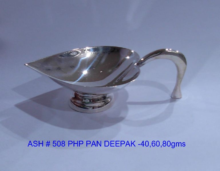 Polished Silver Plated Leaf Diya, for Decoration, Home Decor, Pooja, Style : Antique