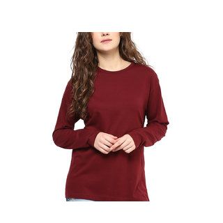 Round Neck Plain Cotton Ladies Full Sleeve T-Shirt, Occasion : Daily Wear, Casual Wear