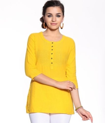 Plain Cotton Short Kurti, Size : M, XL