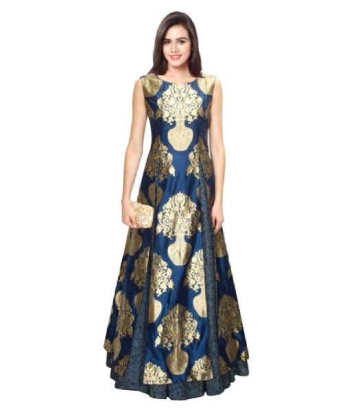 Printed Silk Gown, Size : M, XL