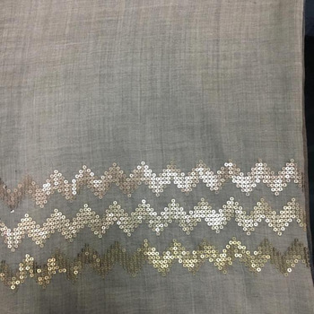 Wool Scarf With Sequin Border, Gender : female