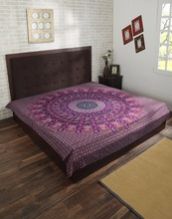 Mandala Purple Leaf Printed Round Hippie Boho Tapestry